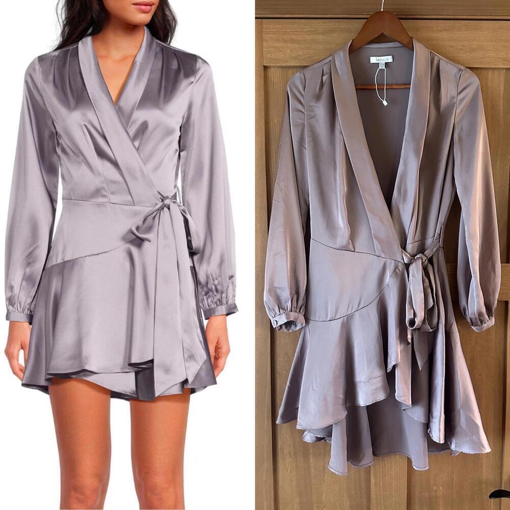 NWOT Lucy Paris Adonia Satin Wrap Dress in Lavender Women’s size Small​​